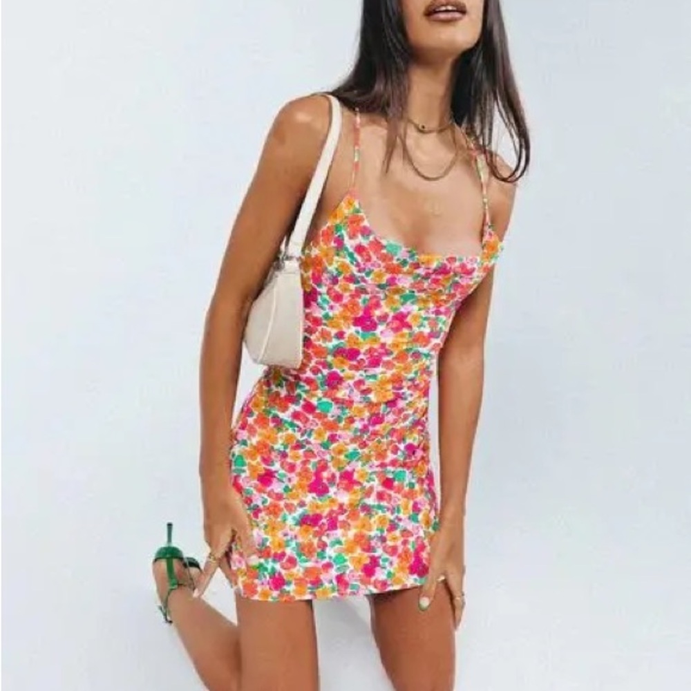 Princess Polly Celena Rainbow Cowl Neck Mini Dress - US 4 / SMALL